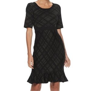 Nina Leonard flounce sweater dress